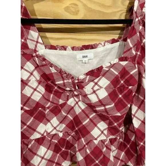Rahi Red/White Plaid Blossom Top, M - Picture 4 of 12